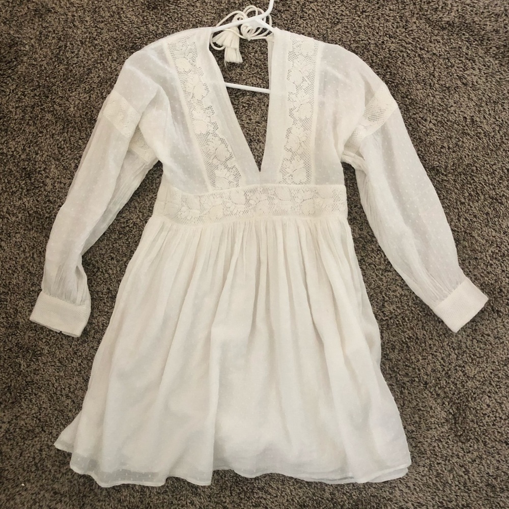 FREE PEOPLE White Sugarpie Mini Swiss Dot Dress